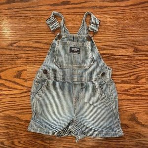osh kosh railroad stripe shortalls